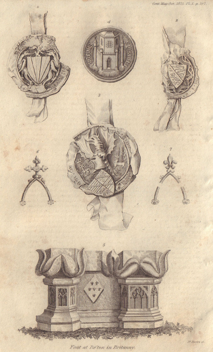 Bryan Fitzpayn Poynings seals. Saint Martin church Betton Ille-et-Vilaine 1825